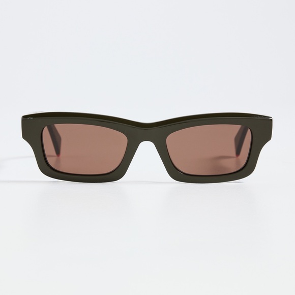 Kenzo AKA Narrow Rectangular Sunglasses in Shiny Dark Green/Brown - Picture 2 of 7